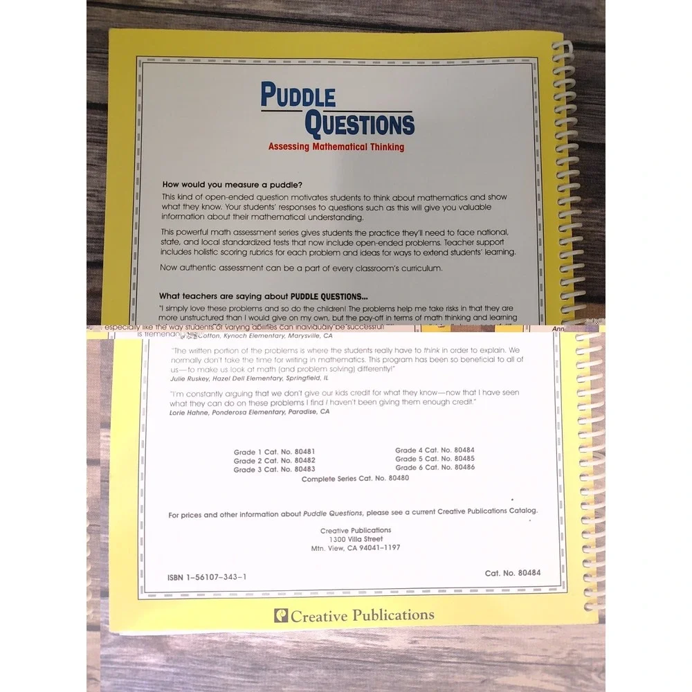 PUDDLE QUESTIONS GRADE 4: ASSESSING MATHEMATICAL THINKING By Joan Westley